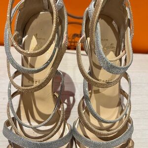 Christian Louboutin Gold and Silver Strappy Heels